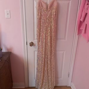 Pink Sequin Evening Gown - Elegant Sparkle Dress